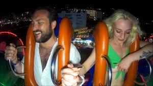 Funfair Theme Park Girls Slingshot Oops Tits Out Flashing In...